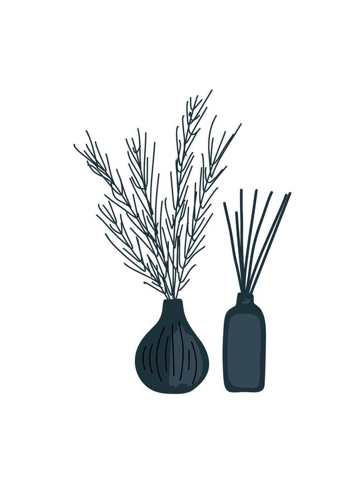 modern minimalist vase with flowers illustration vector