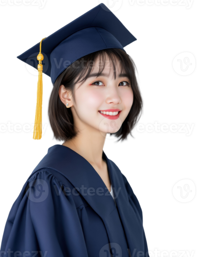 Joyful Graduate in Cap and Gown, Academic Achievement Portrait png