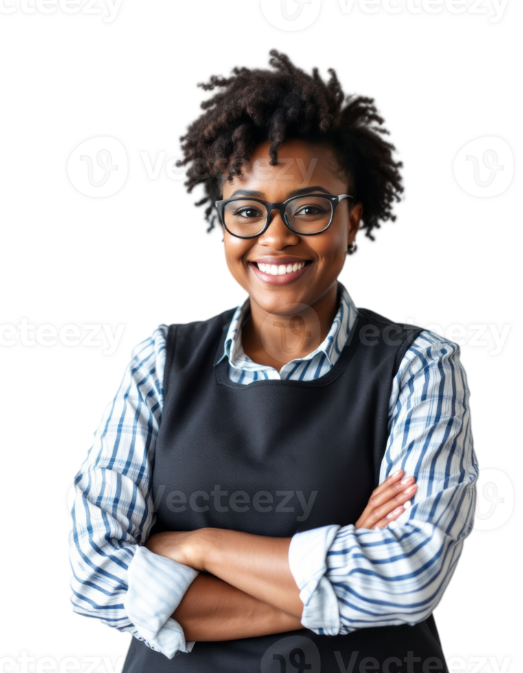 Confident Black Woman Entrepreneur Portrait with Arms Crossed png