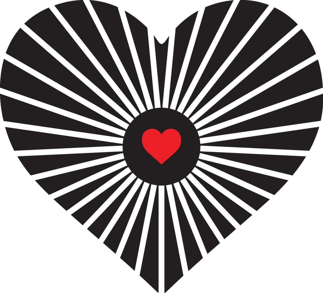 Heart with Radial Design and Red Center vector