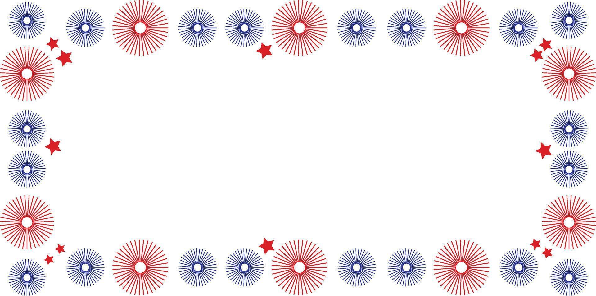 Festive Patriotic Frame with Fireworks and Stars vector