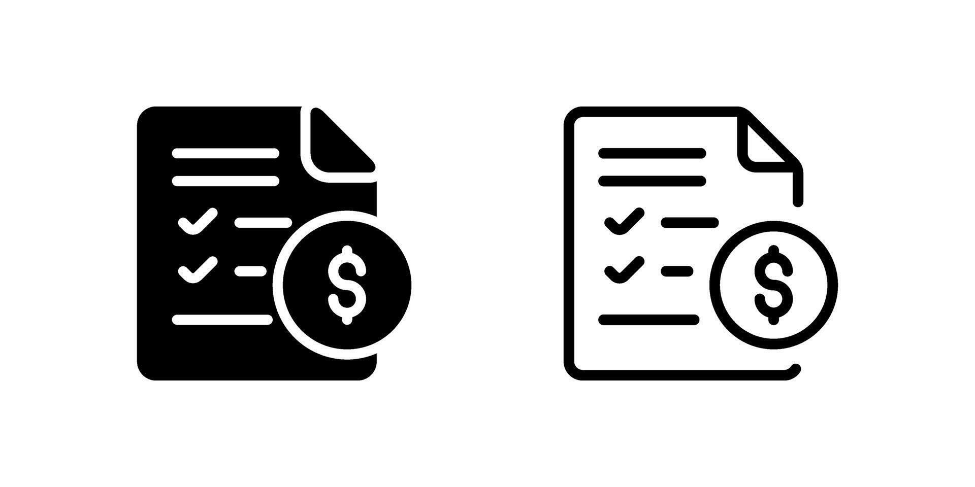 Budget planning icons including lists, money signs, and financial documents. ideal for finance apps. vector