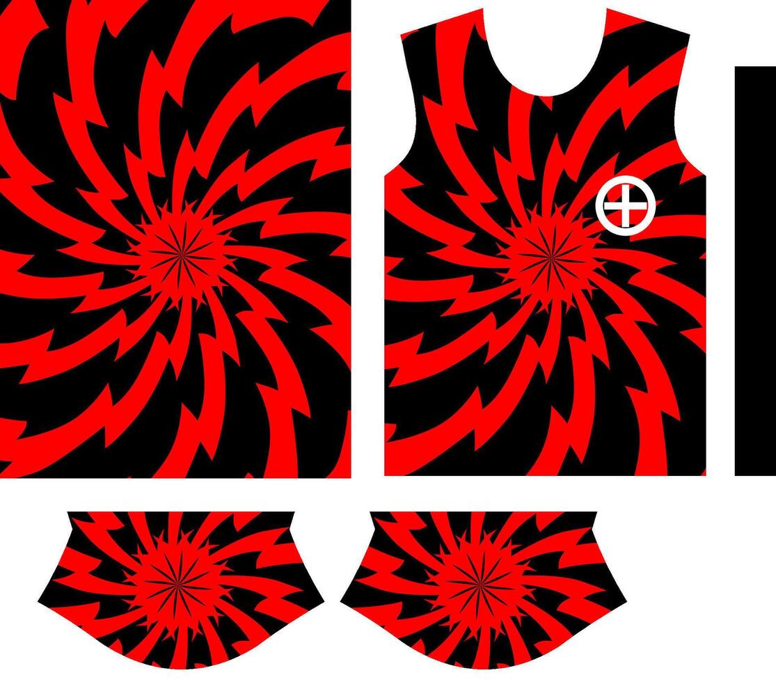 Red and black sports jersey design vector