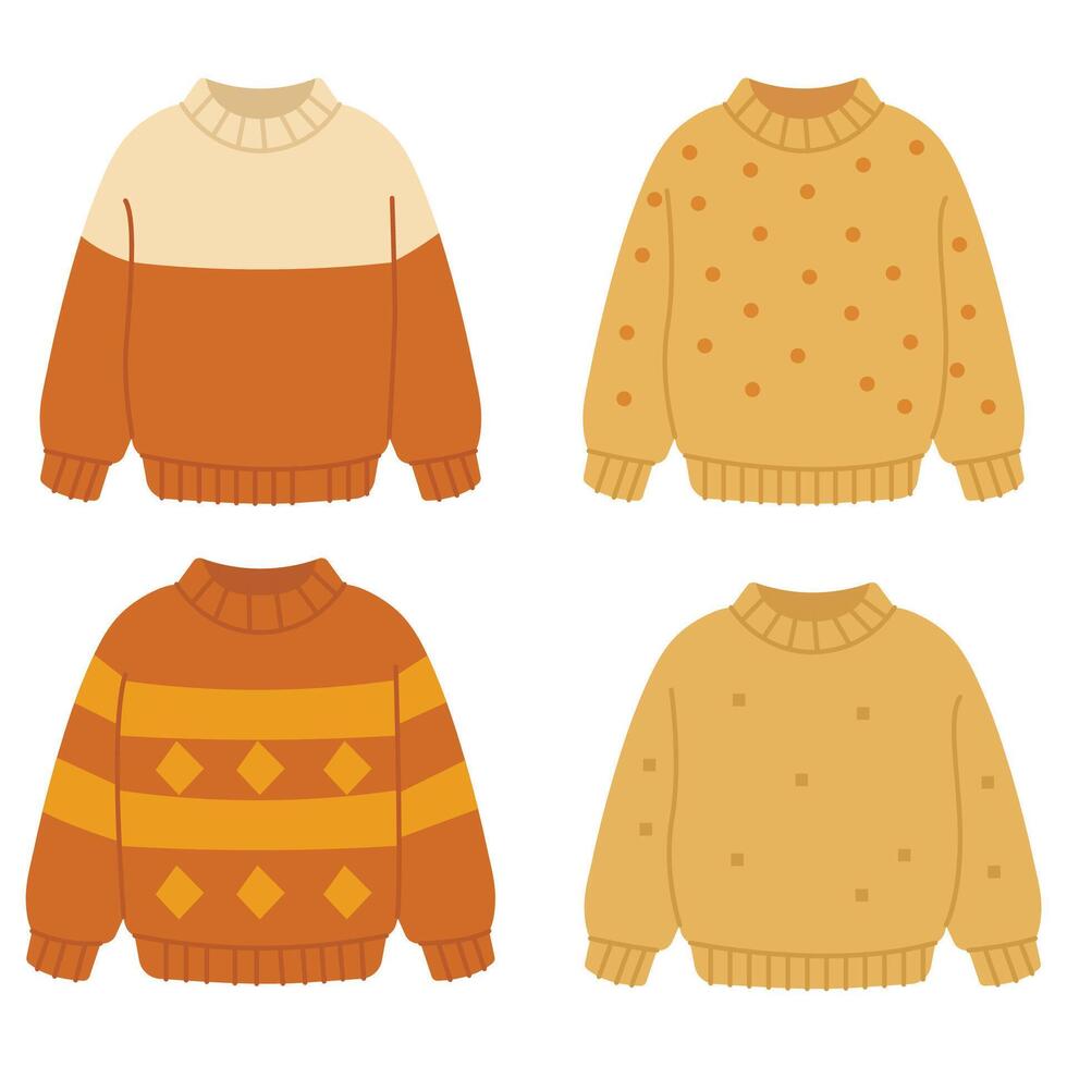 Cozy autumn sweaters in warm colors vector
