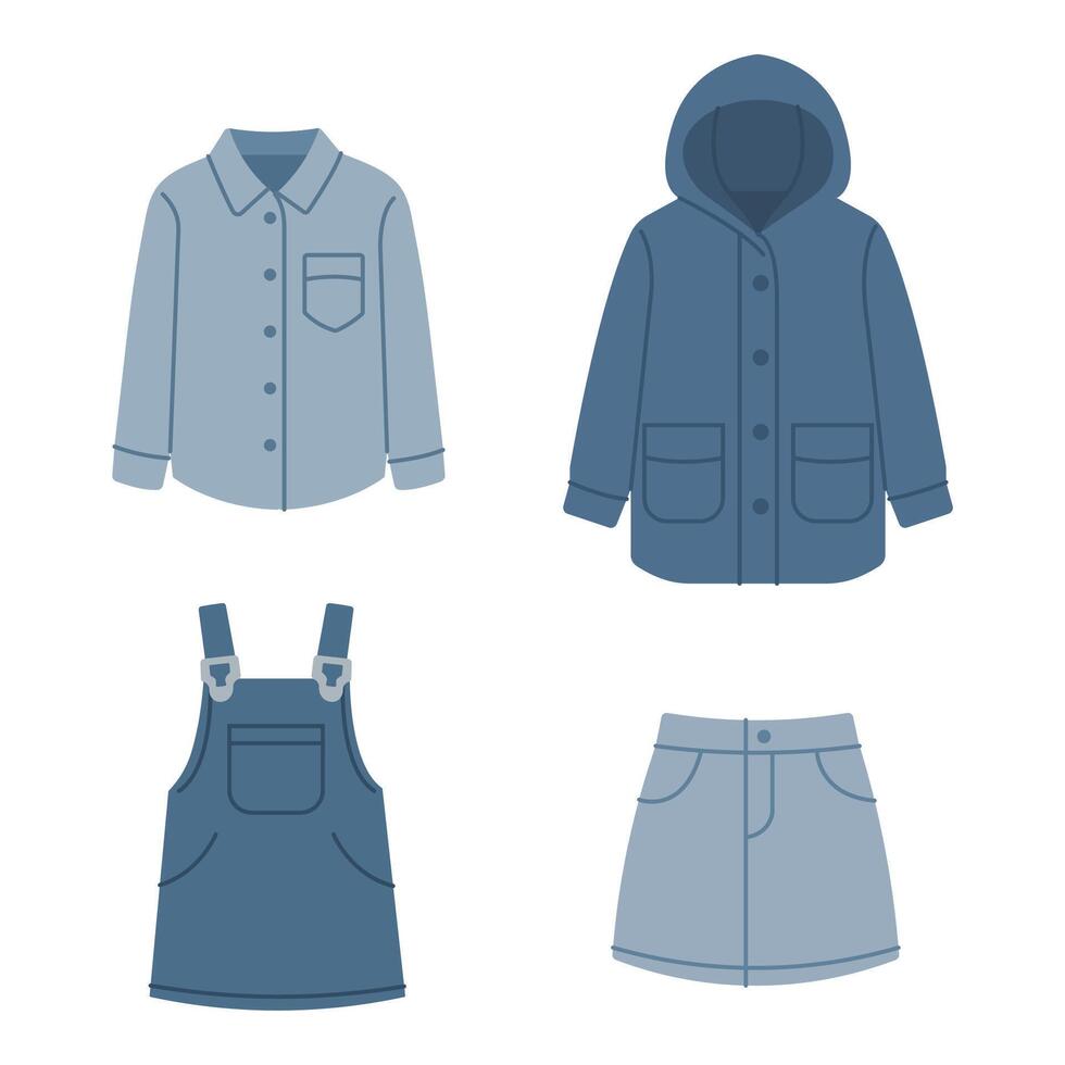 Blue clothing collection illustration vector