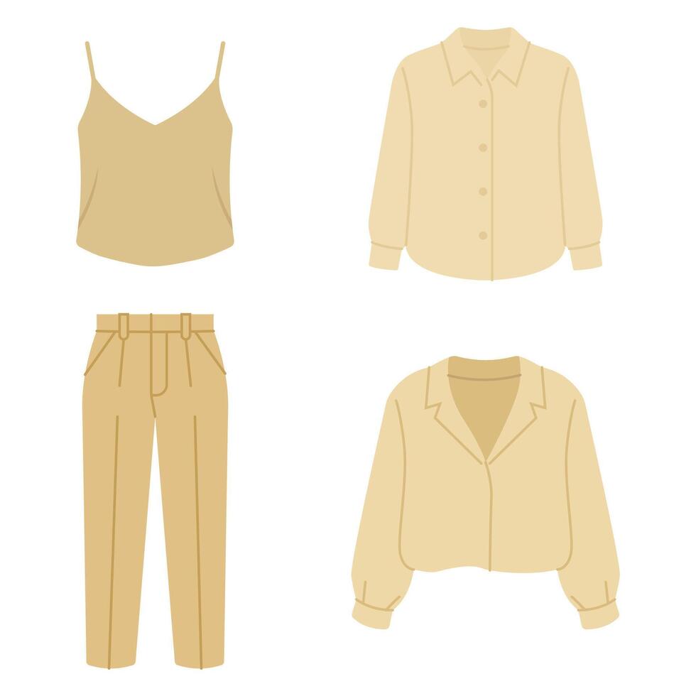 Beige summer clothing collection illustration vector