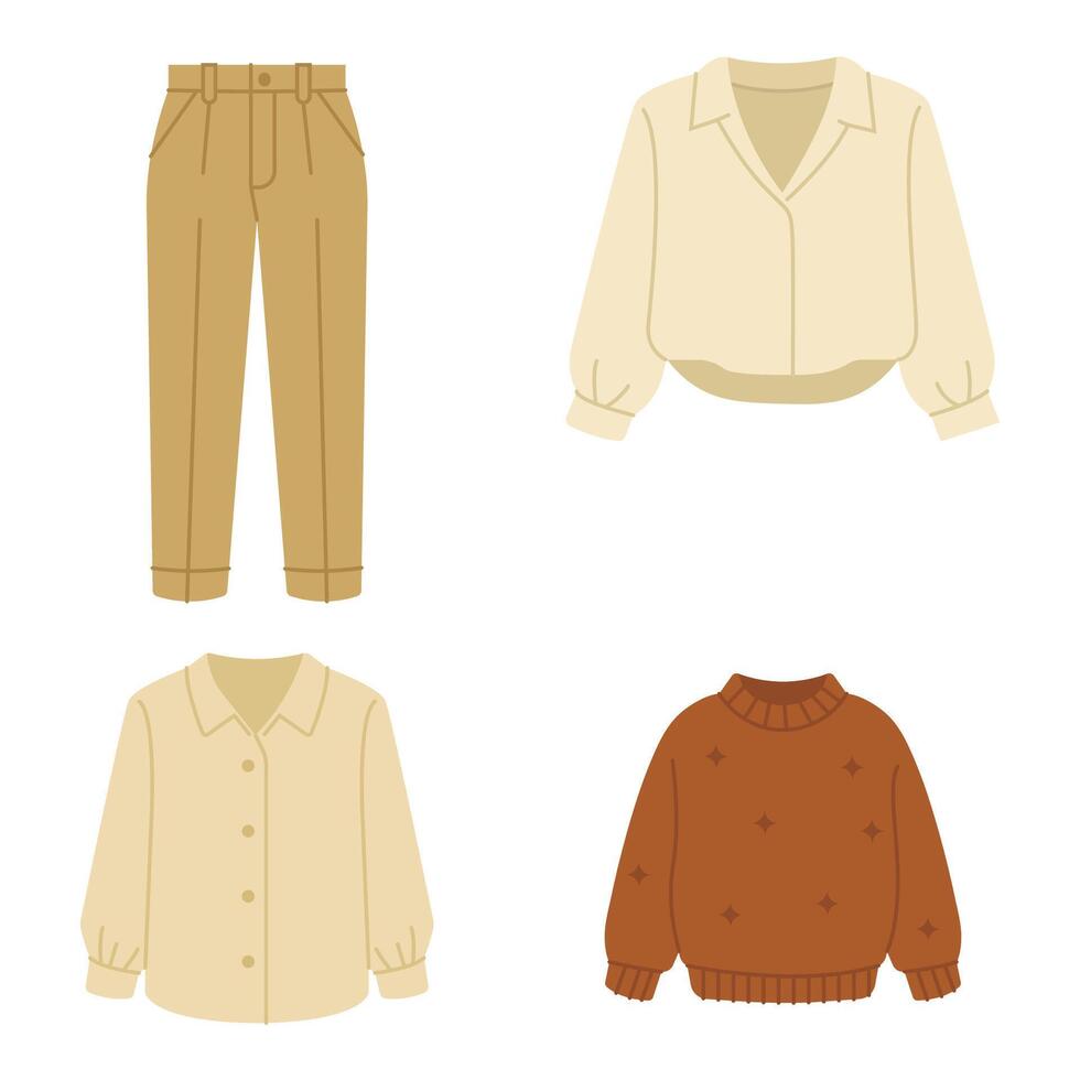 Illustration of trendy clothing items vector