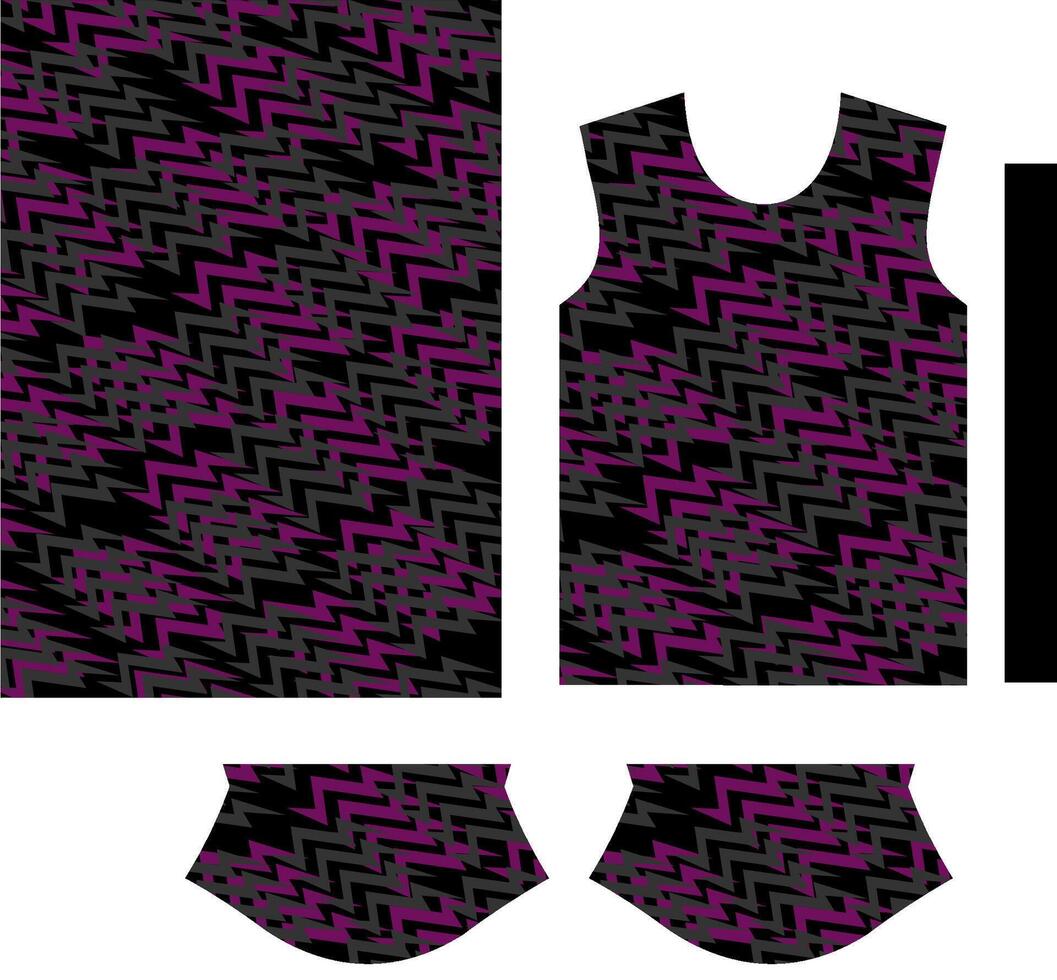 Purple and black patterned athletic wear design vector