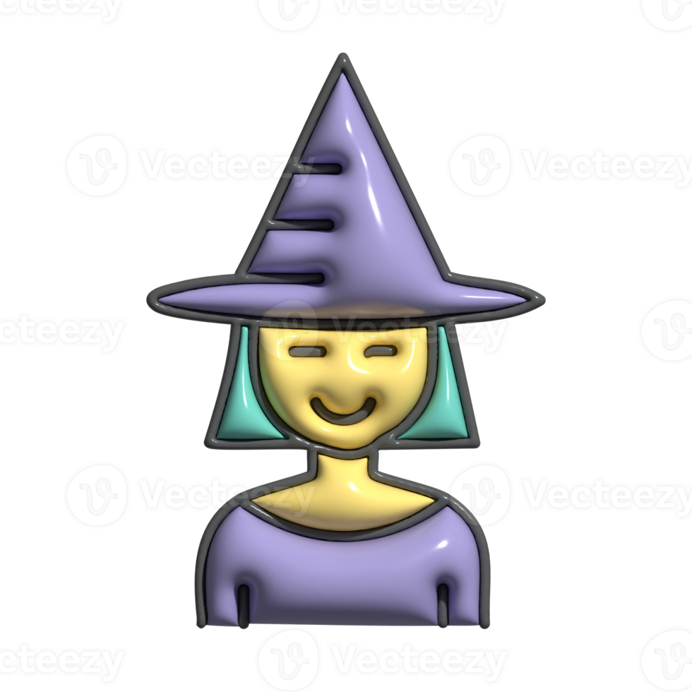 Adorable 3D Magical Sorceress and Spooky Symbols png