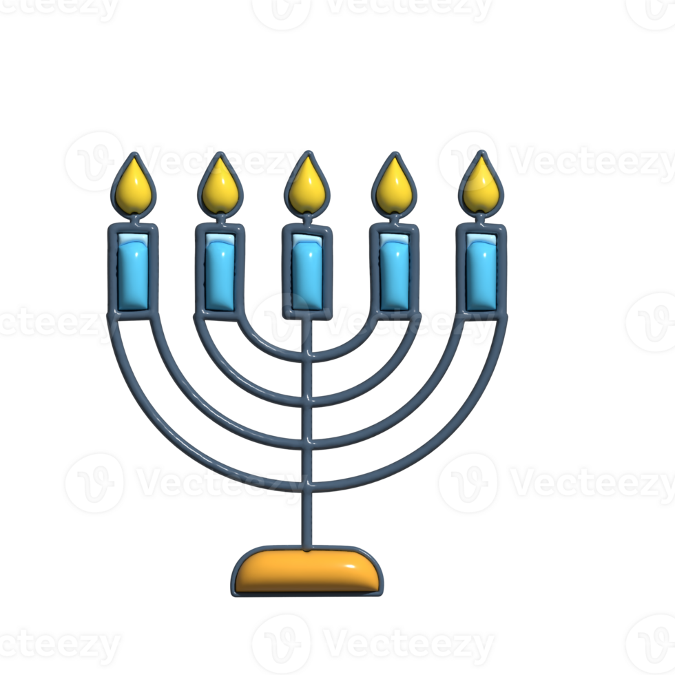 Vibrant 3D Festival of Lights and Jewish Tradition Icons png