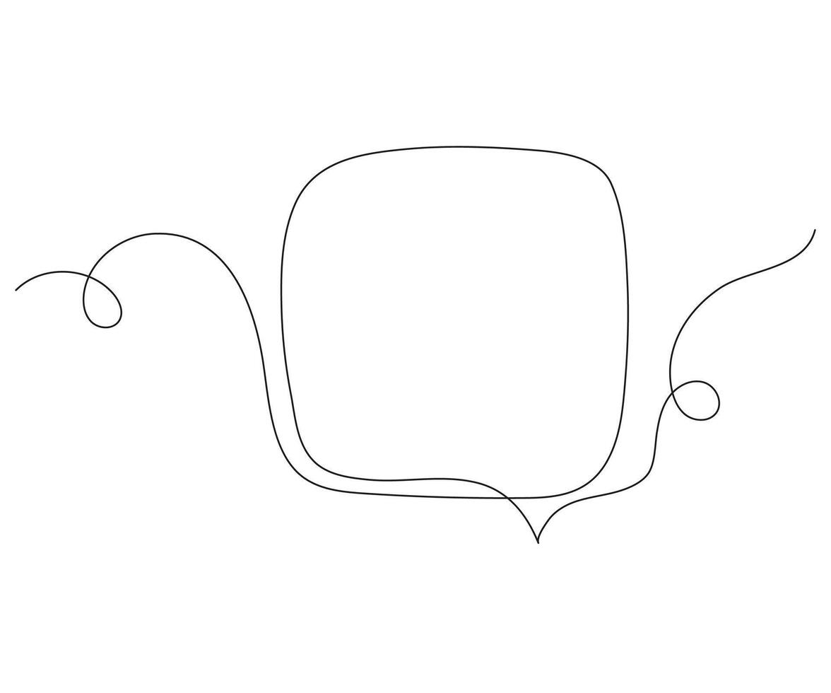 Single continuous line drawing of a chat bubble. Minimalist icon for messaging, social media, or communication design. Clean outline isolated on white background. vector