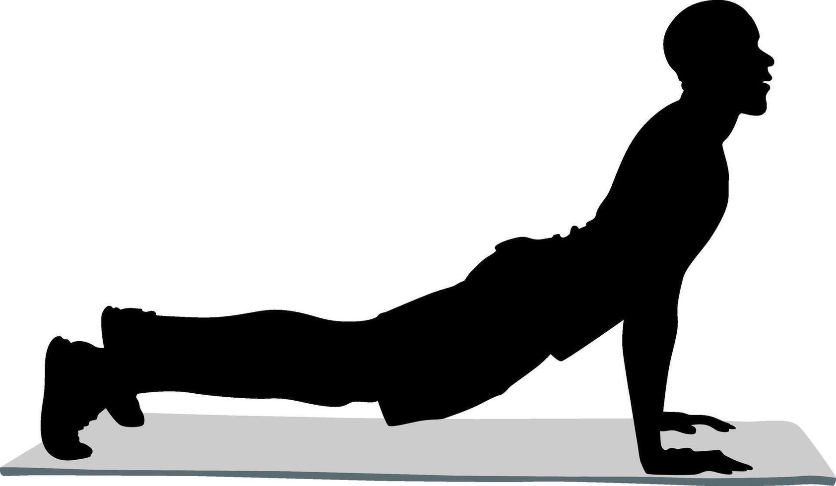 Man in Upward Dog Pose on Yoga Mat vector