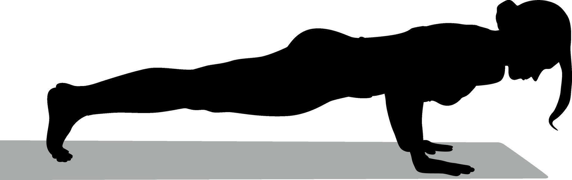Woman performing push-up on a mat vector