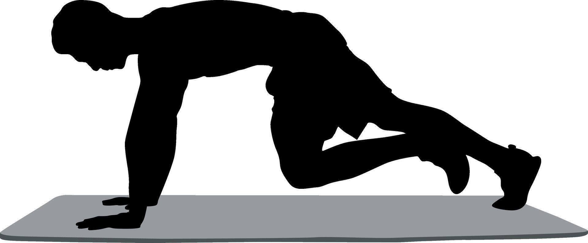 Man Performing Mountain Climbers Exercise on a Mat vector