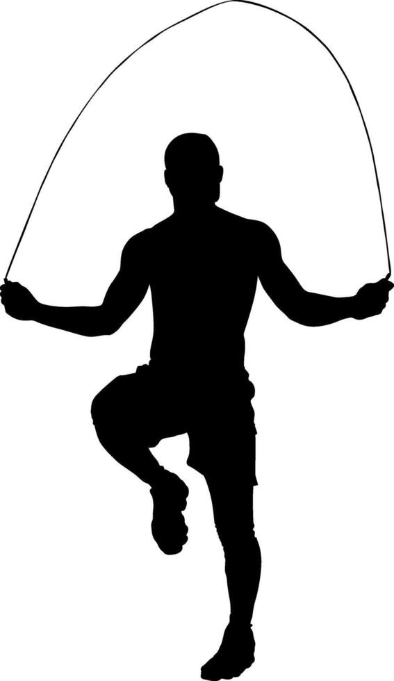 Man skipping rope silhouette vector