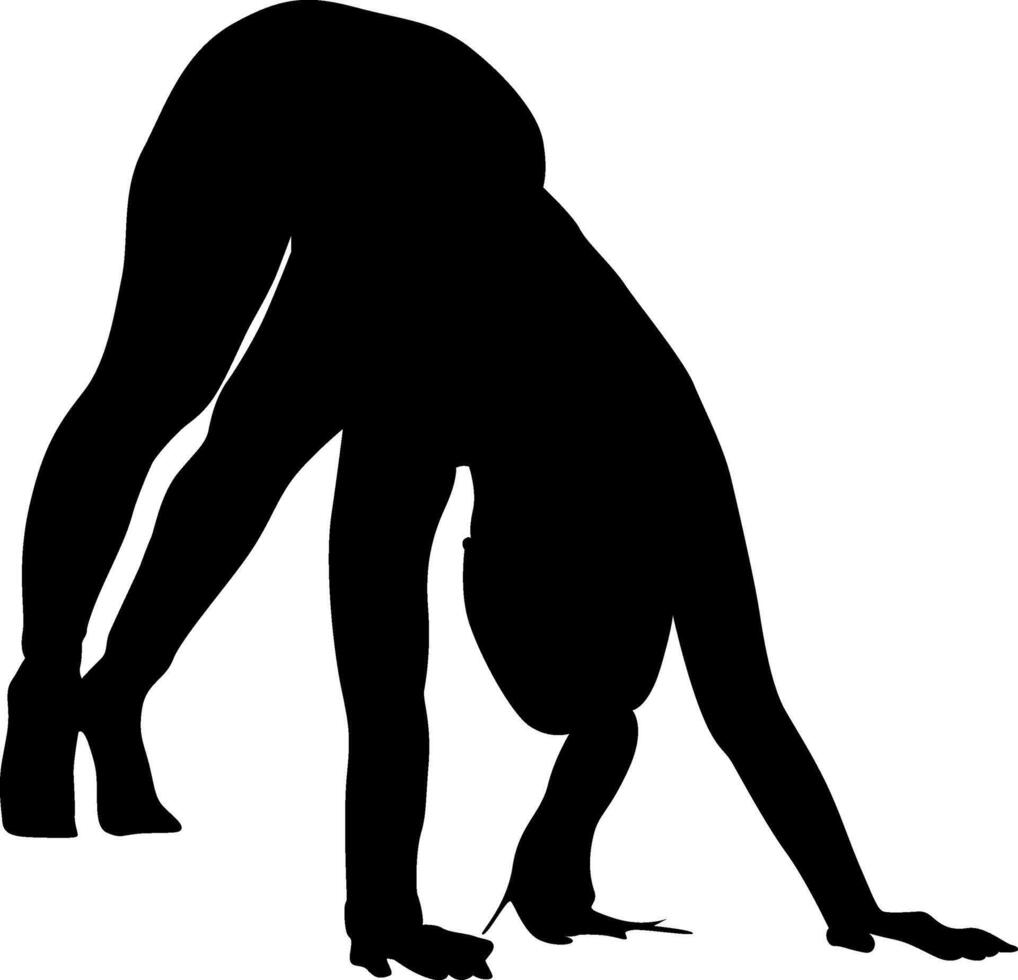 Silhouette of a person in a downward-facing dog yoga pose vector