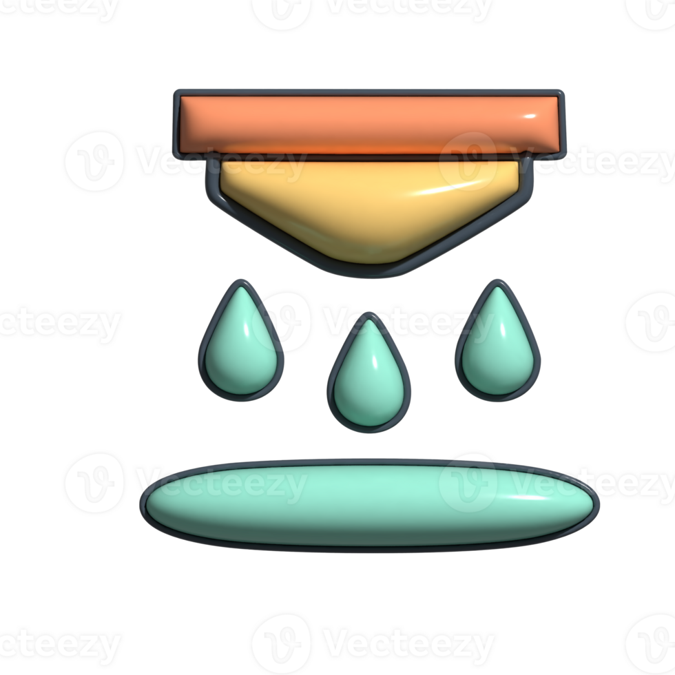 3D Cartoon Leaking Pipe and Water Damage Icons png