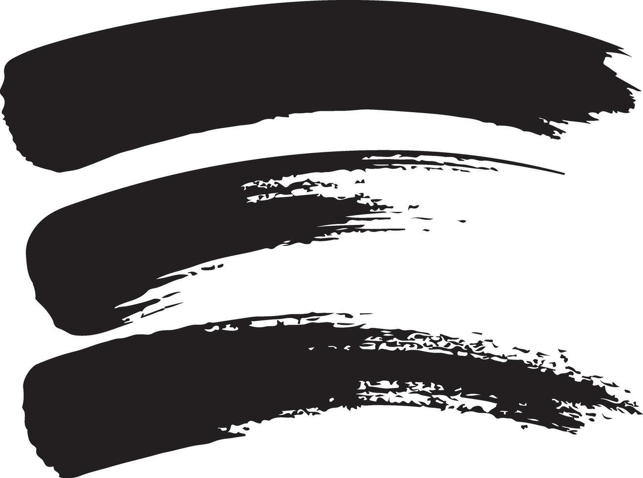 Three Black Ink Brush Stroke Graphics Abstract Design Elements Monochrome Paint Texture Backgrounds Set vector