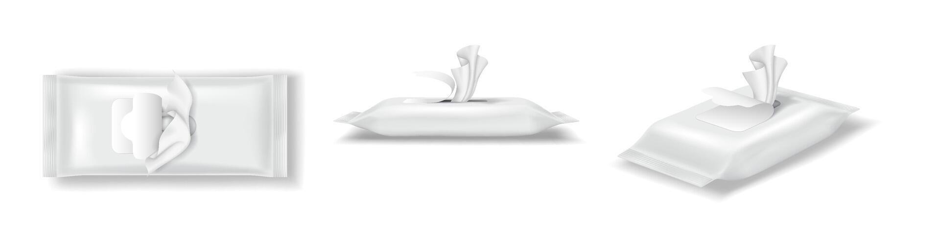 White cleaning wipes packaging and design vector