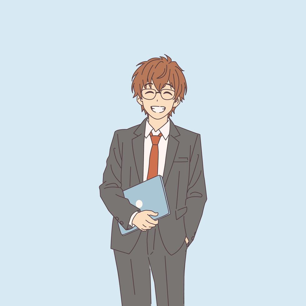 Smiling young man in business suit vector
