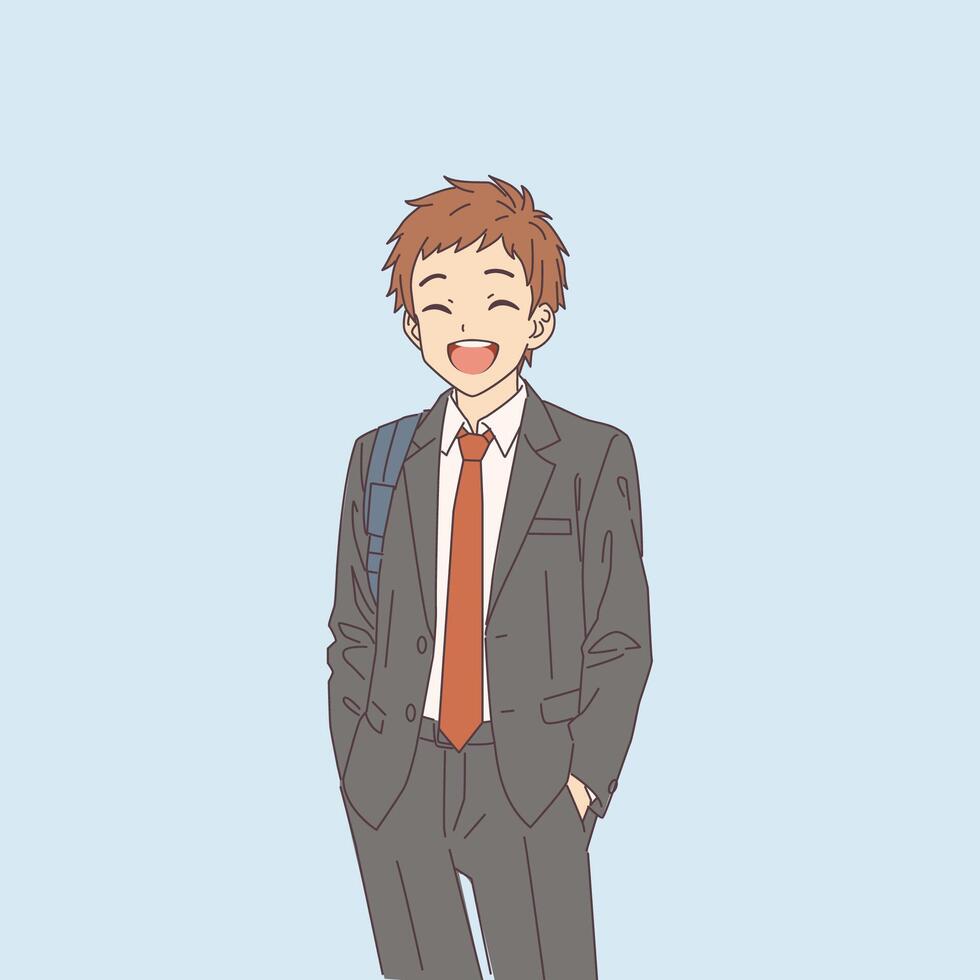 Cheerful boy in a suit vector