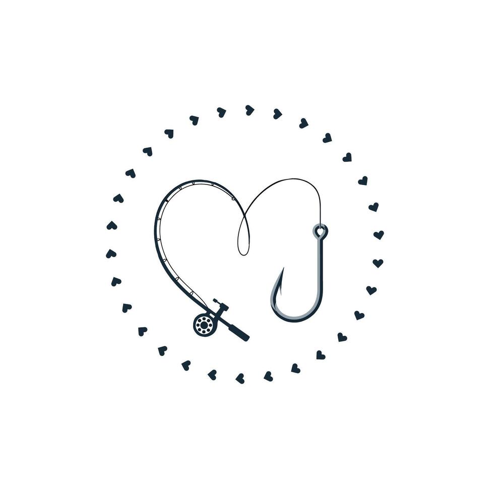 Fishing Logo Rod as Letter and Man Silhouette vector