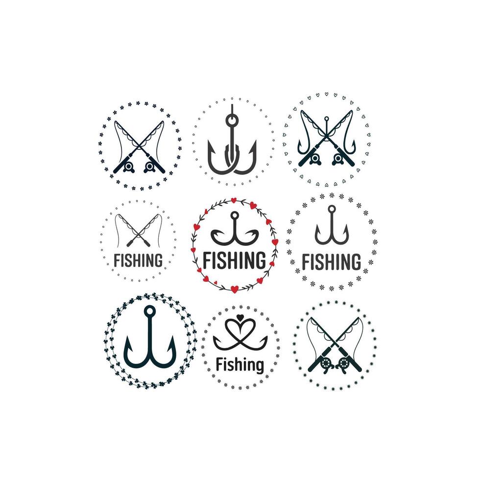 Fishing Typography Art with Realistic Rod and Minimalist Line vector