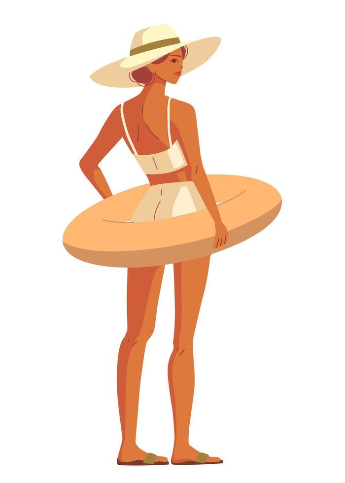 Woman with float in summer style vector