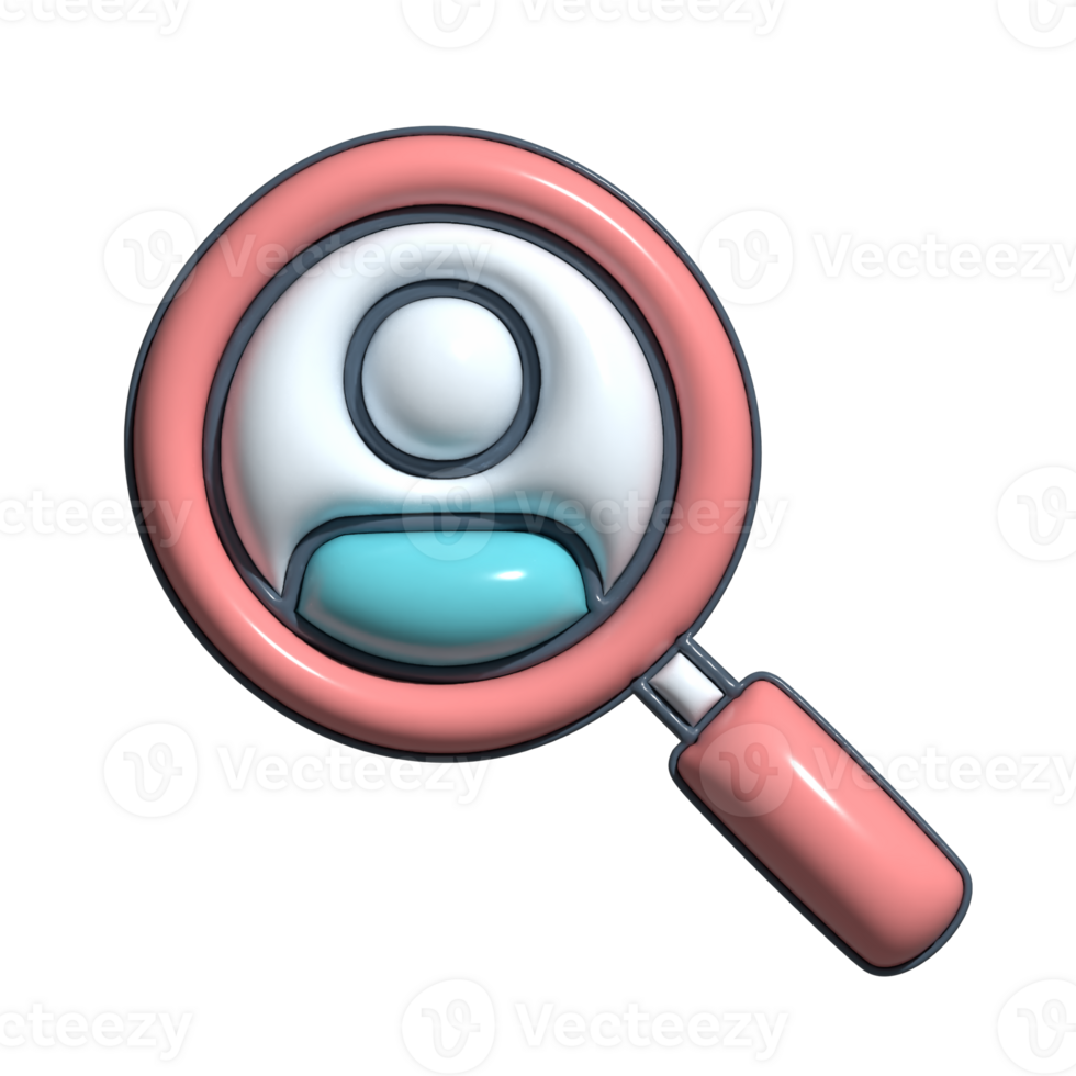 3D Cartoon People Searching for Information Icons png