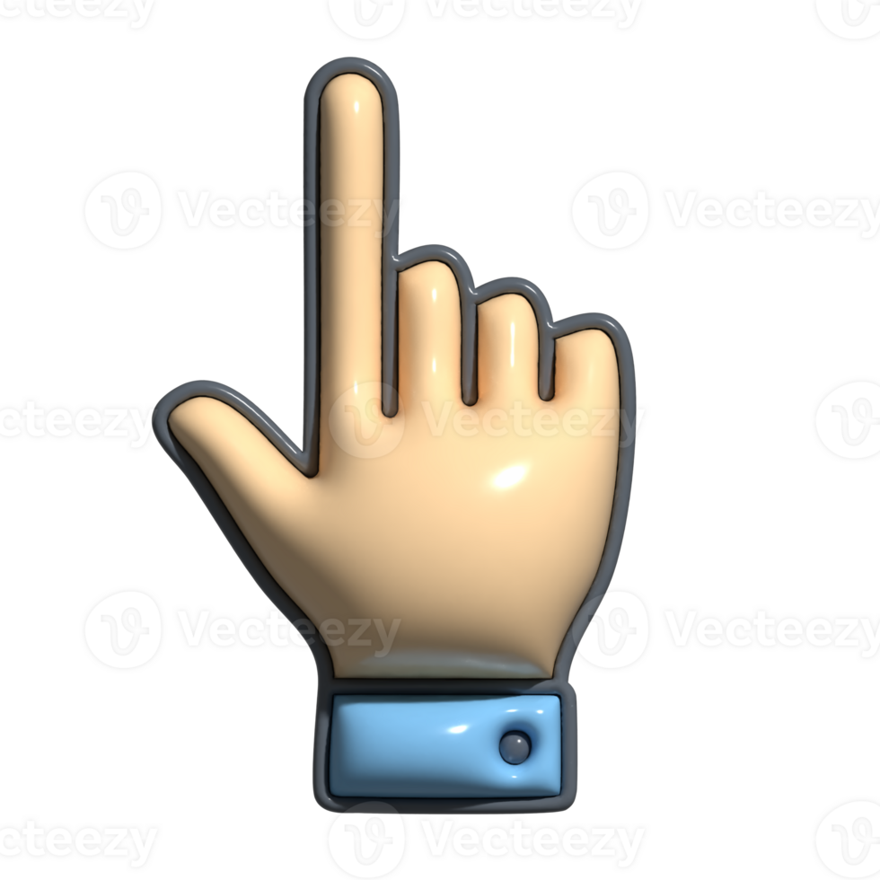 3D Cartoon Hand Pointing Up Direction Icons png