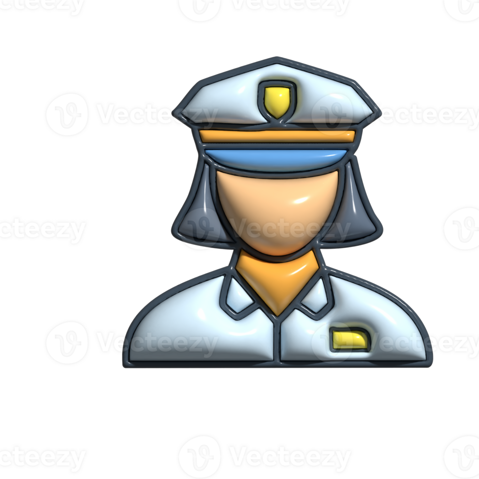 3D Cartoon Security Officer Protection Icons png