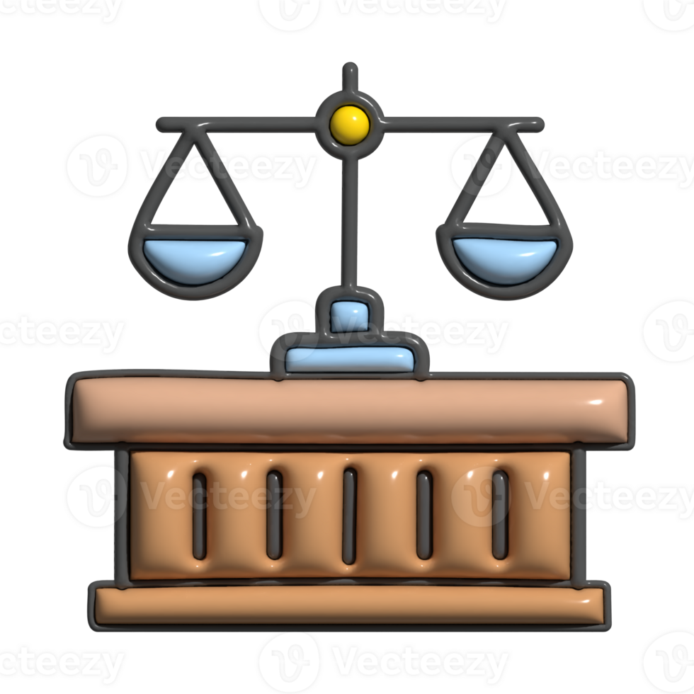 3D Cartoon Court Hearing Legal Icons png