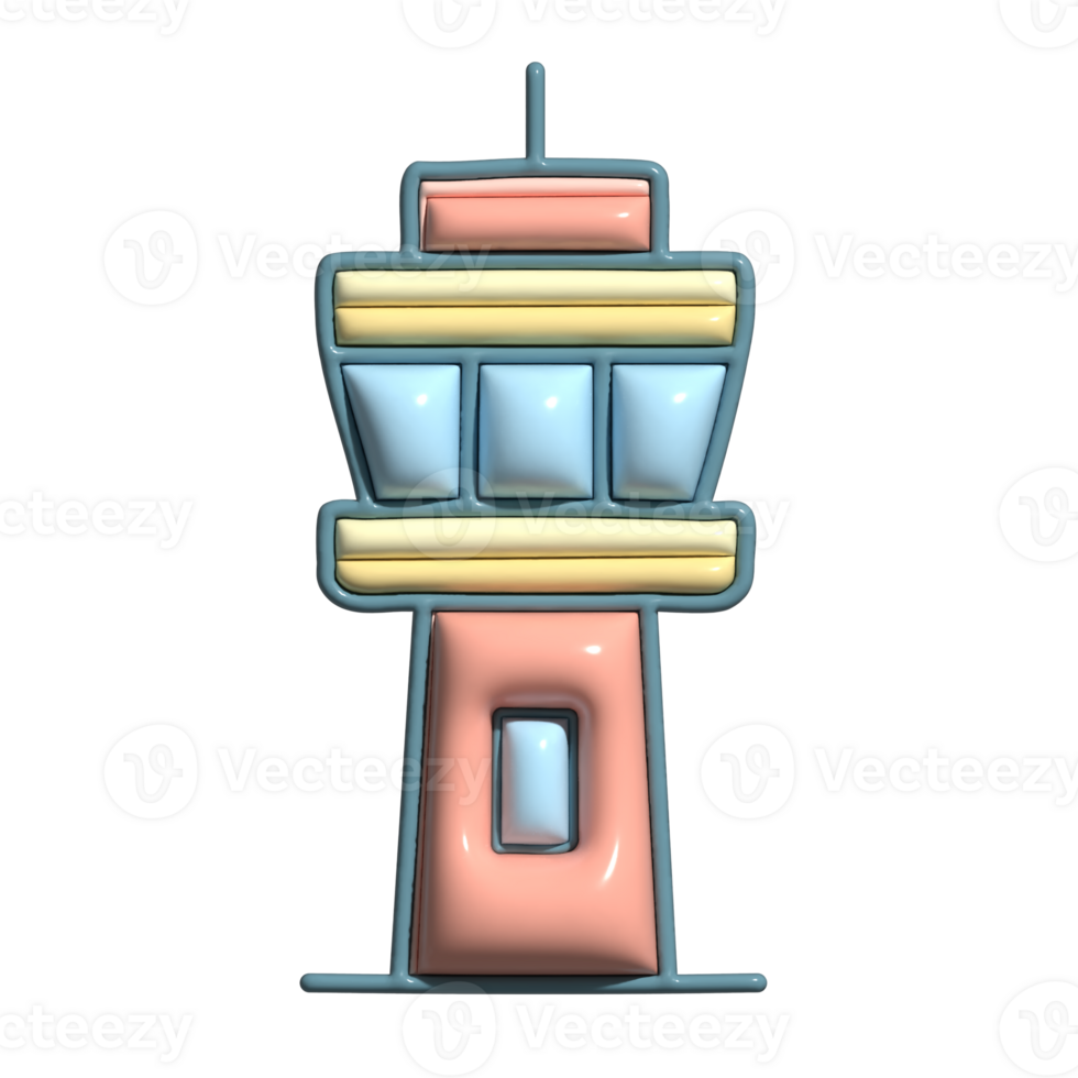 3D Cartoon Air Traffic Control Tower Icons png