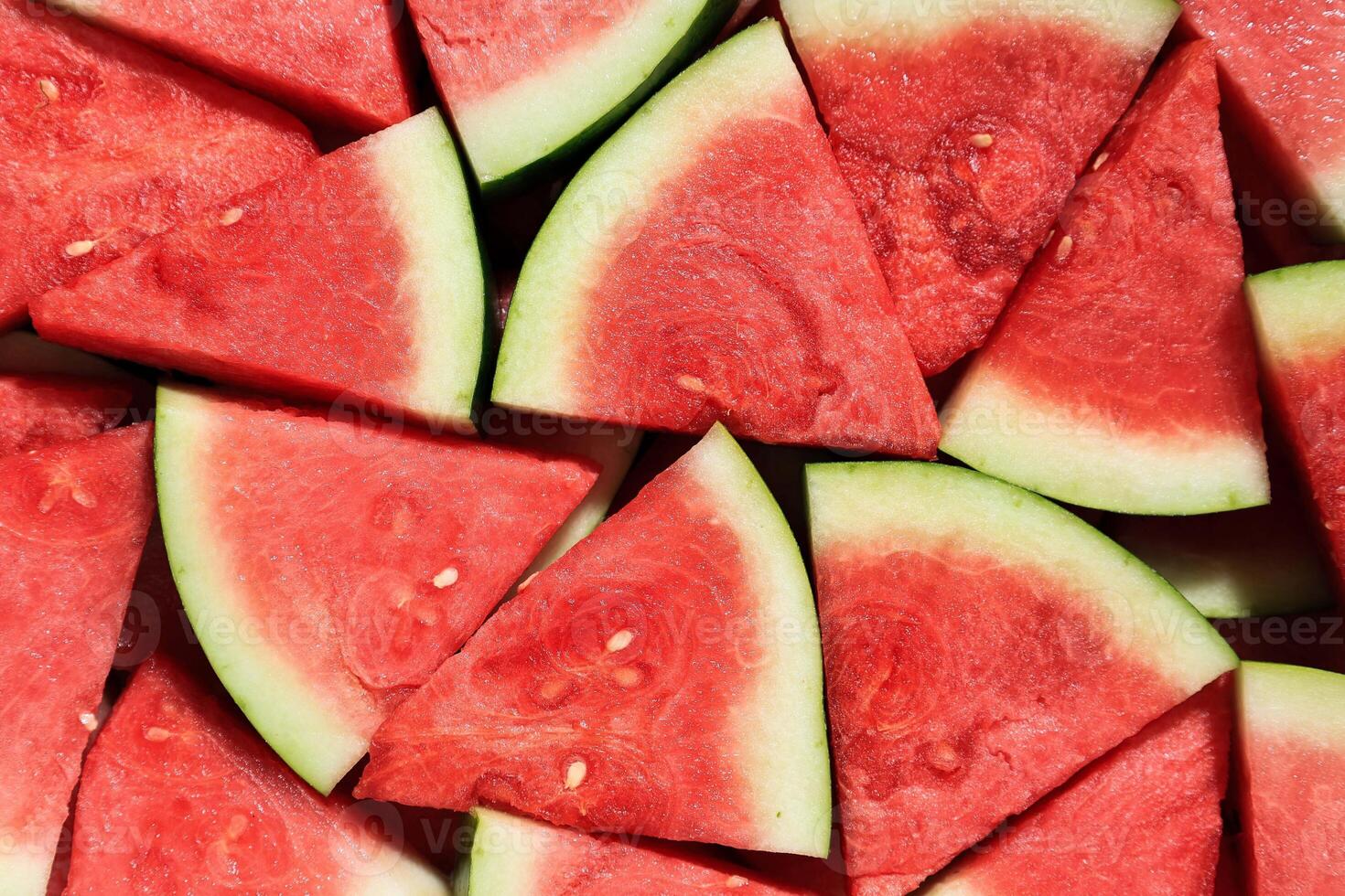 Heap of Fresh Sliced Watermelon from Above photo