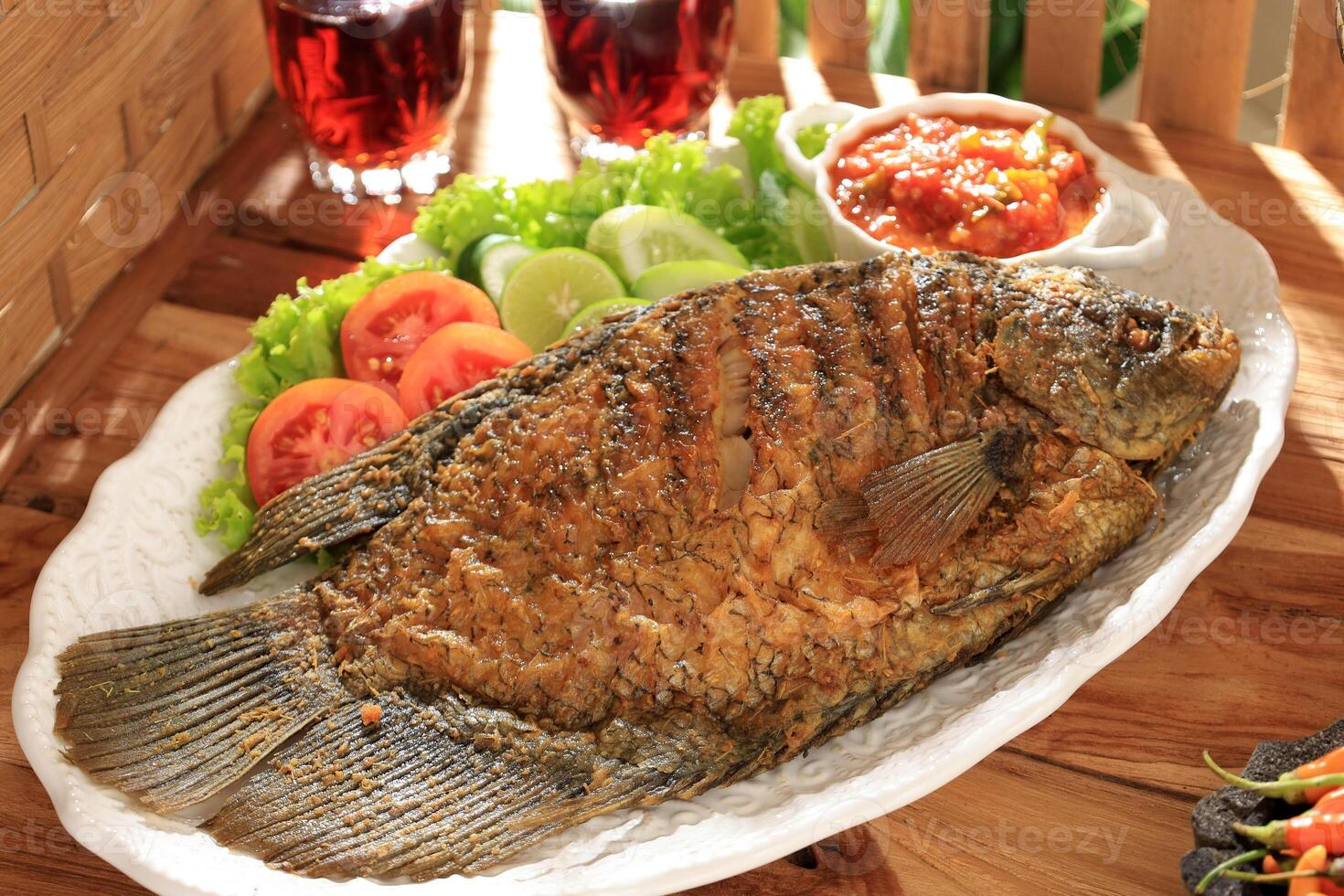 Close Up Ikan Gurame Goreng, Deep Fried Gourami photo