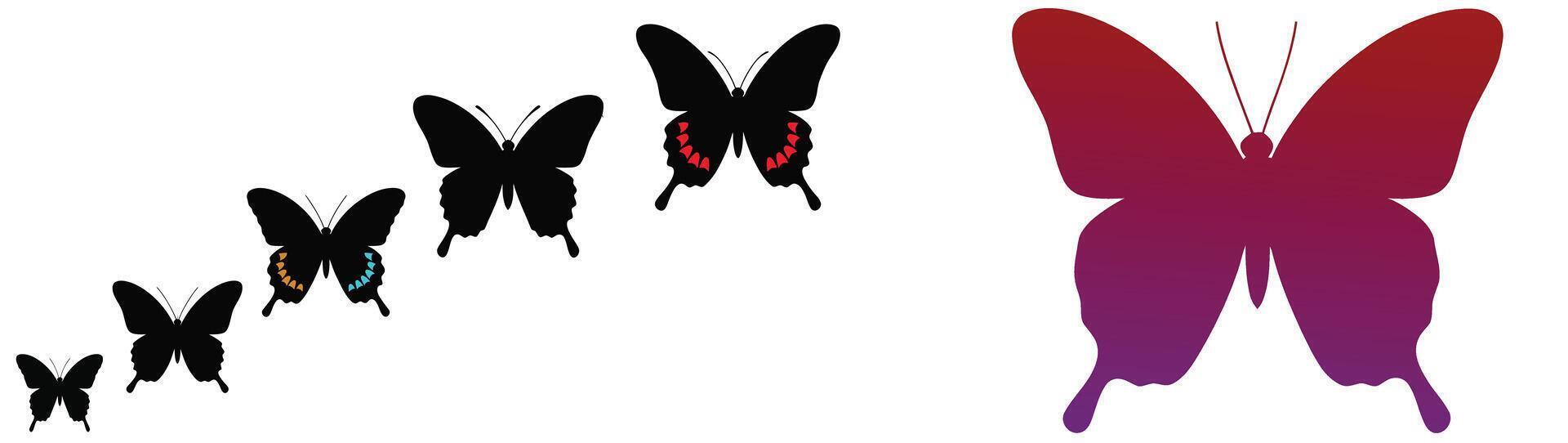 collection of butterflies silhouette icon set black vector