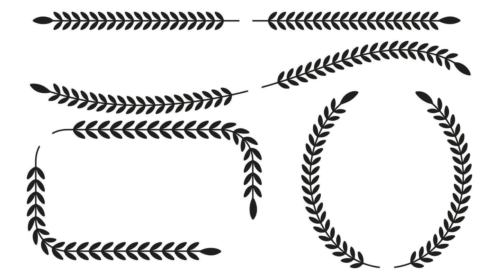 Laurel Border Frame Line Set. illustration vector