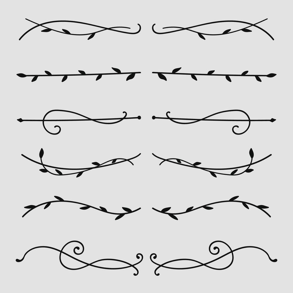 Nature floral vines line dividers and text separators collection. vector
