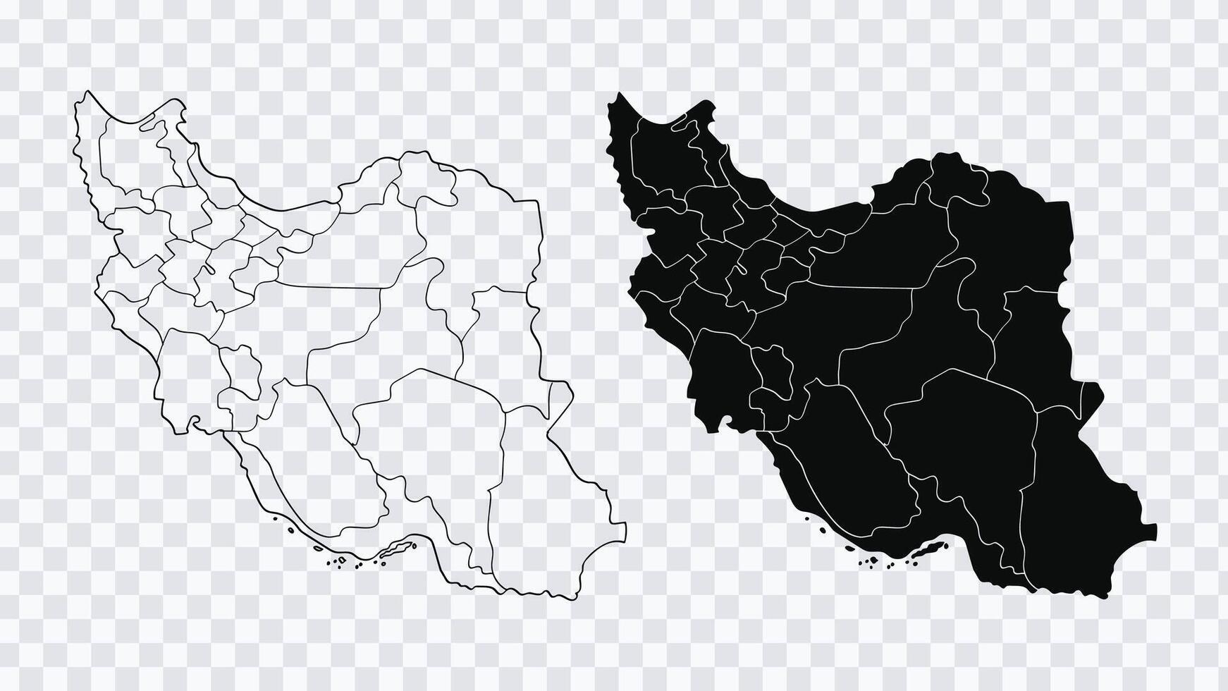 Iran Map Outline and Solid Silhouette Illustration vector