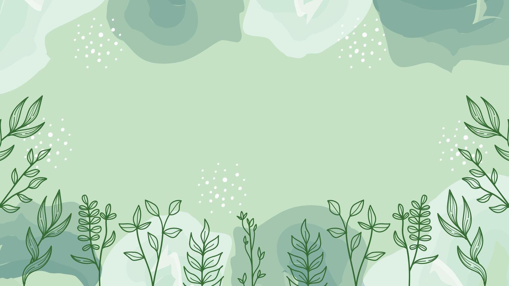 Minimalist green botanical abstract watercolor banner background. illustration. vector