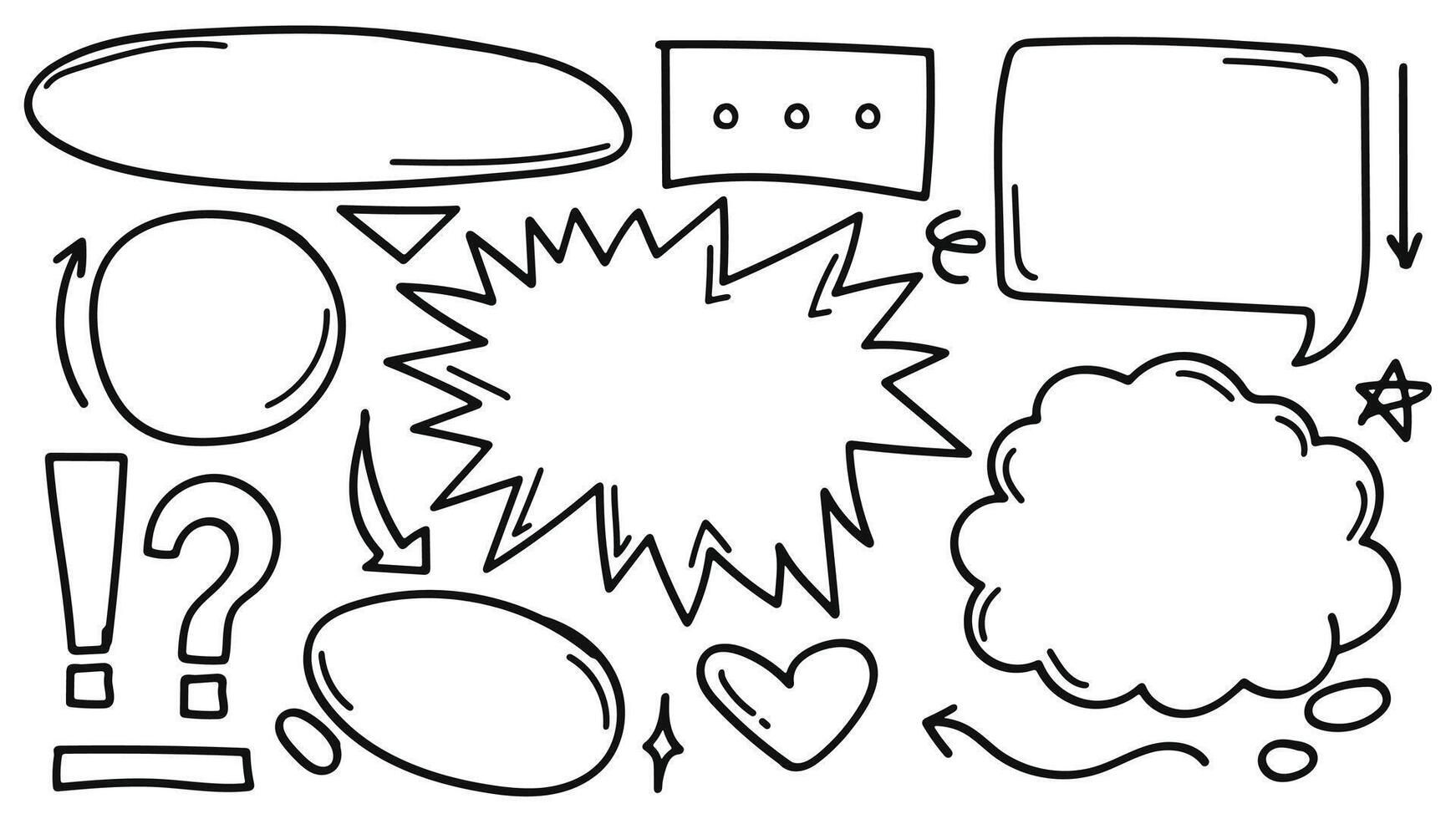 Collection hand drawn lines doodle cartoon elements illustration vector