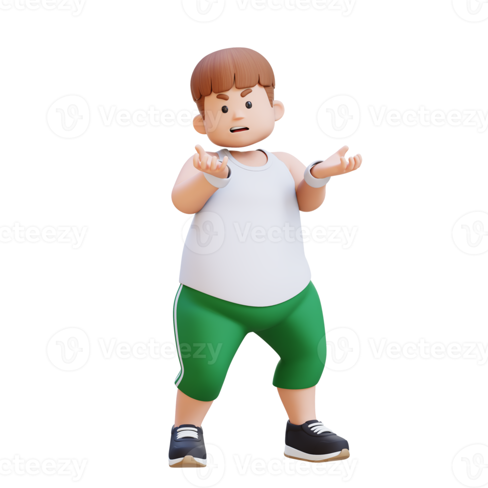 angry 3D plus size overweight man character png