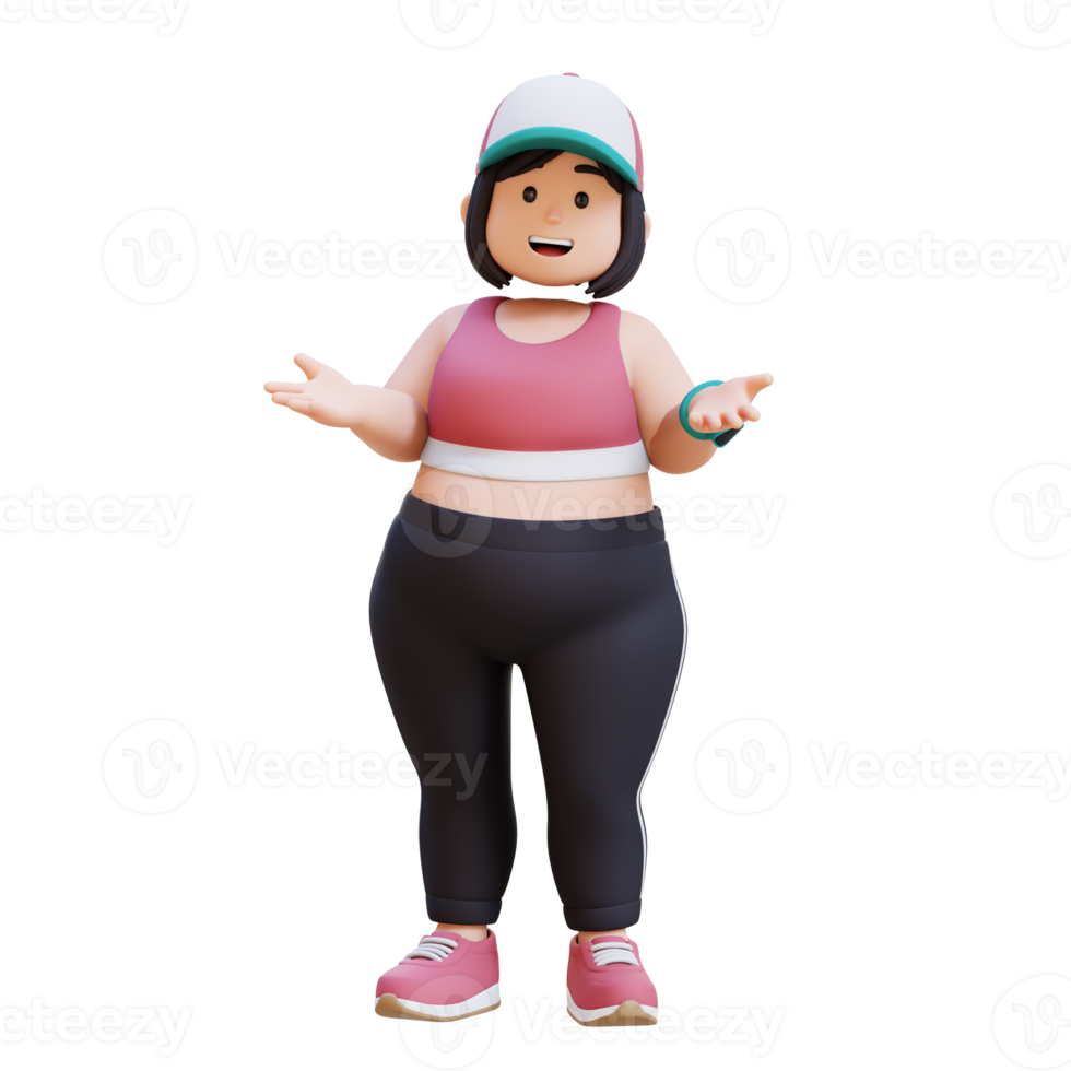 3D plus size overweight fat girl talking pose png