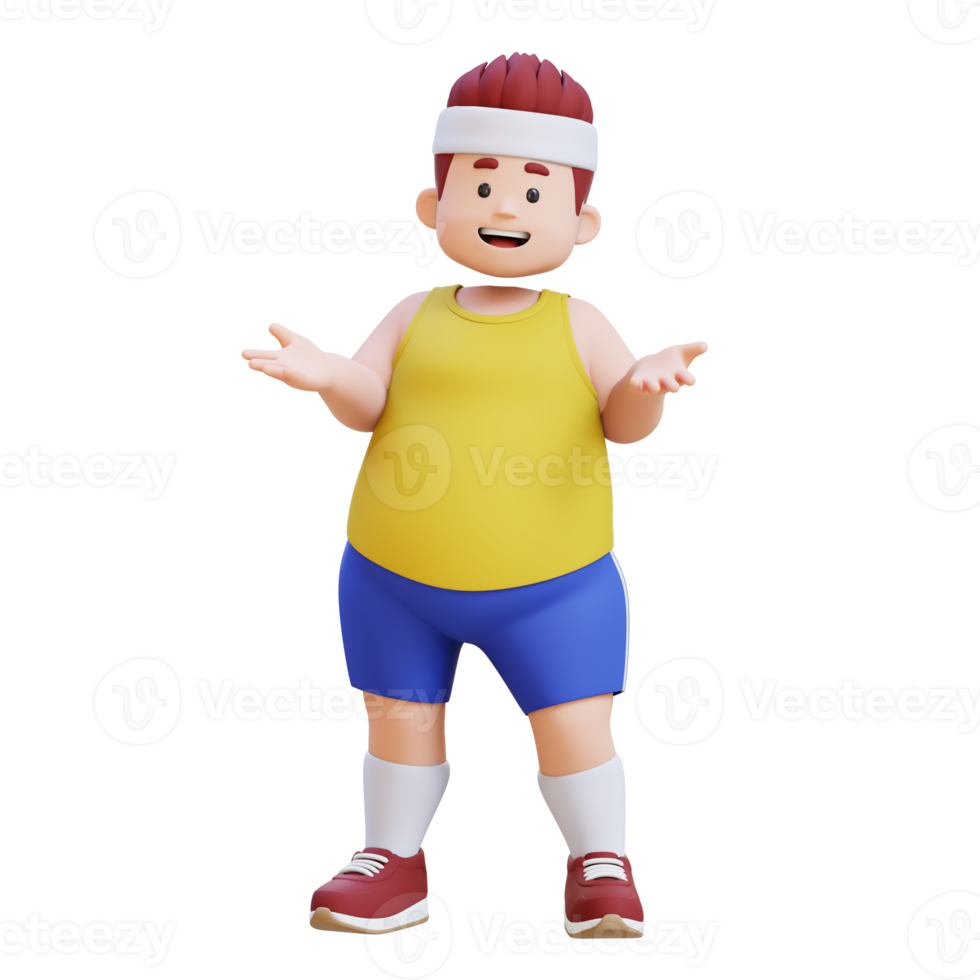 3D plus size overweight fat big man talking pose png