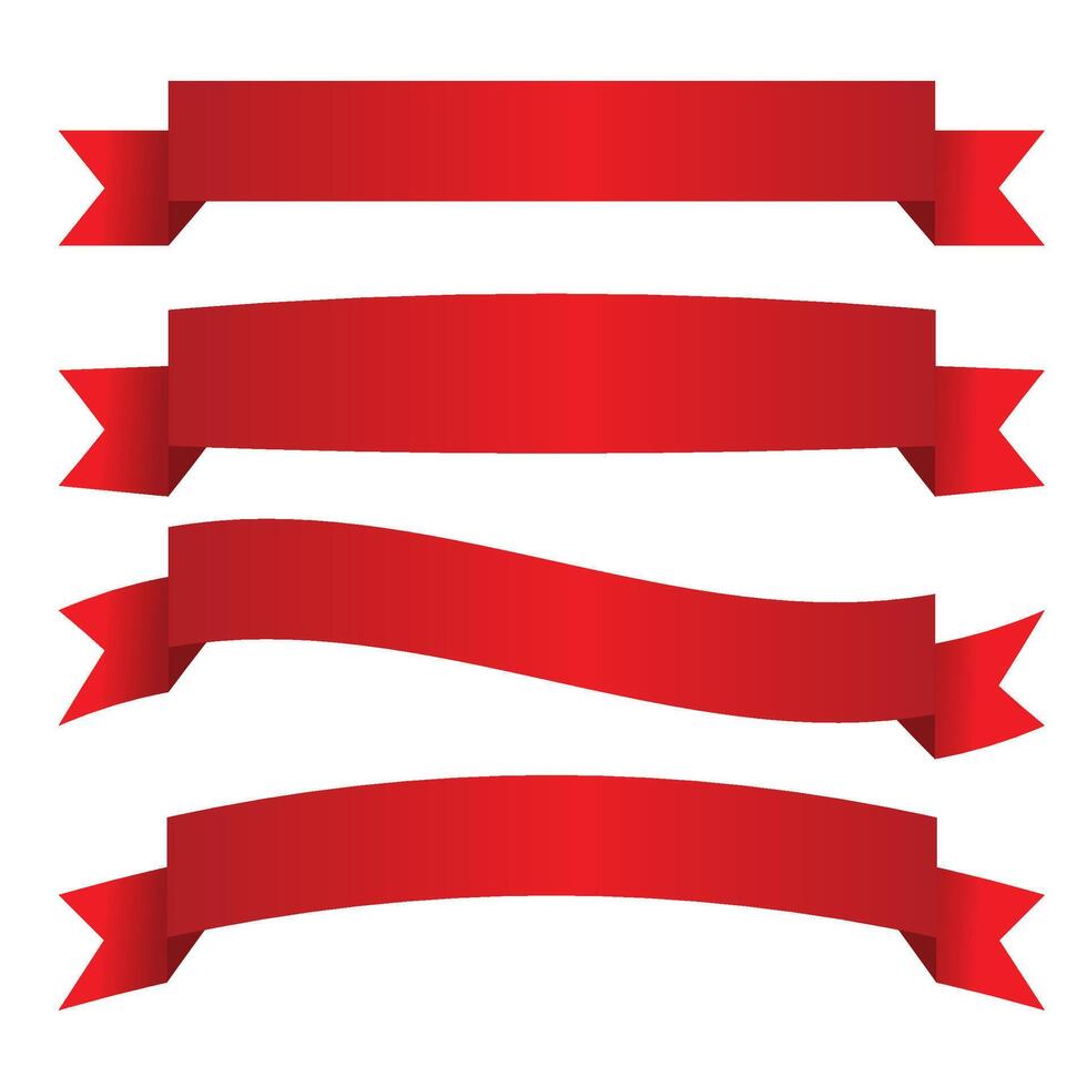 Red Ribbons banner set. illustration vector