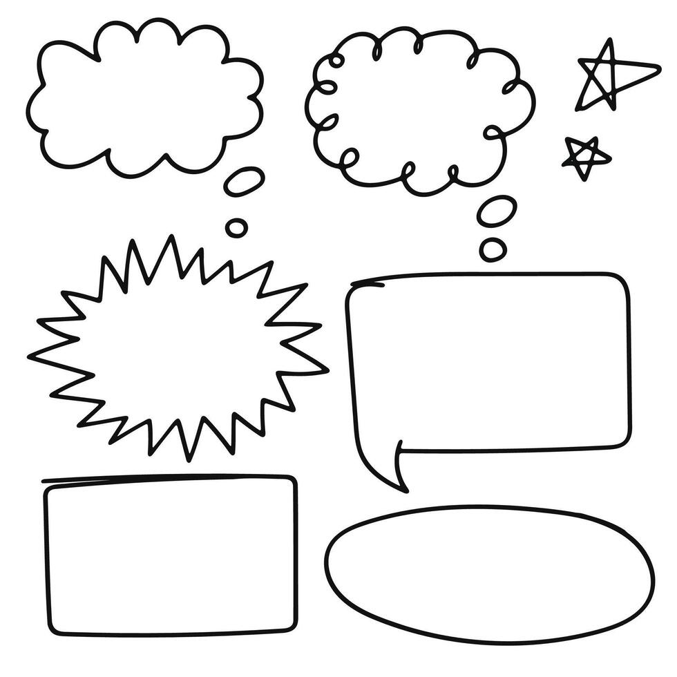 PrintHand drawn doodle speech bubbles, burst, and stars collection. illustration. vector