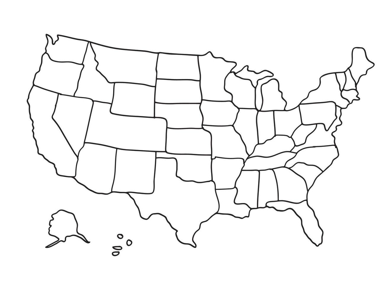 United states maps outline with divisions. illustration vector