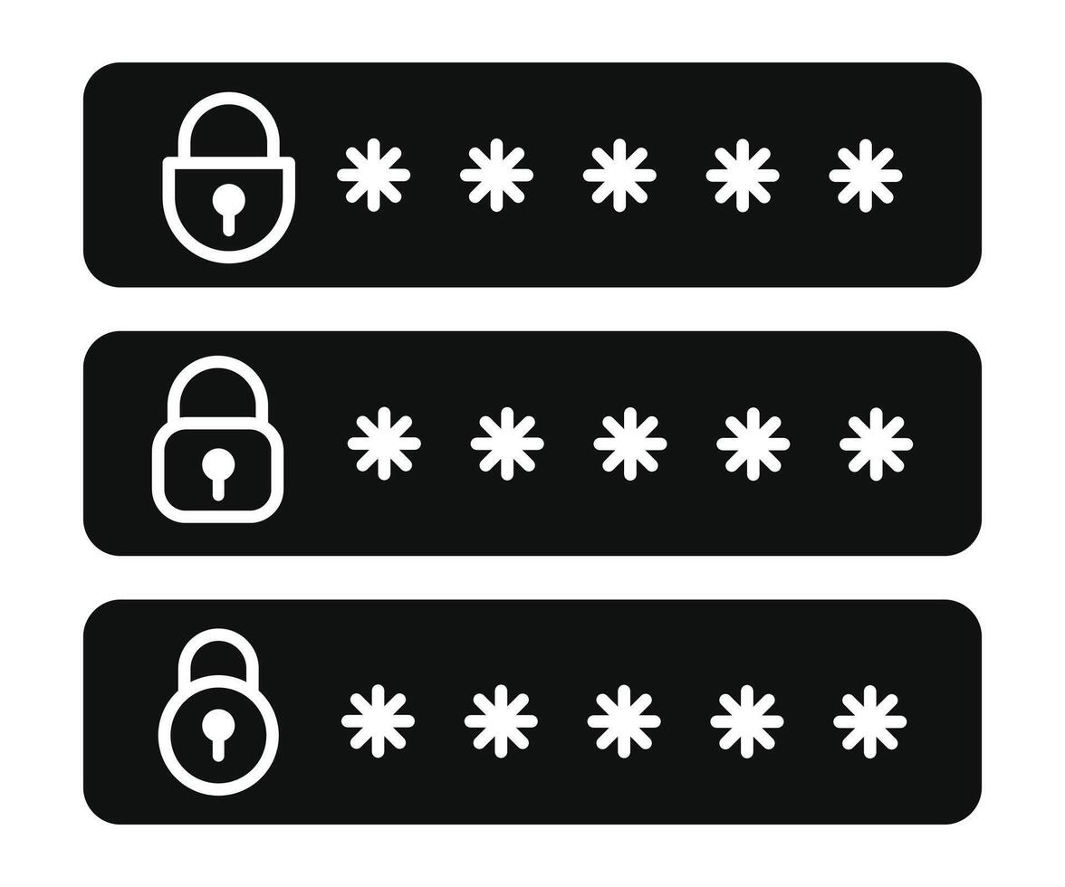 Password protection icon,glyph password icon collection. vector