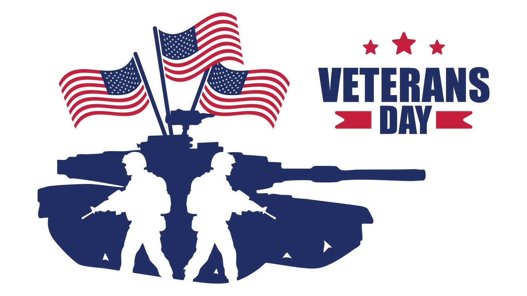 Happy Veterans Day USA Army Tank and Soldiers Illustration vector