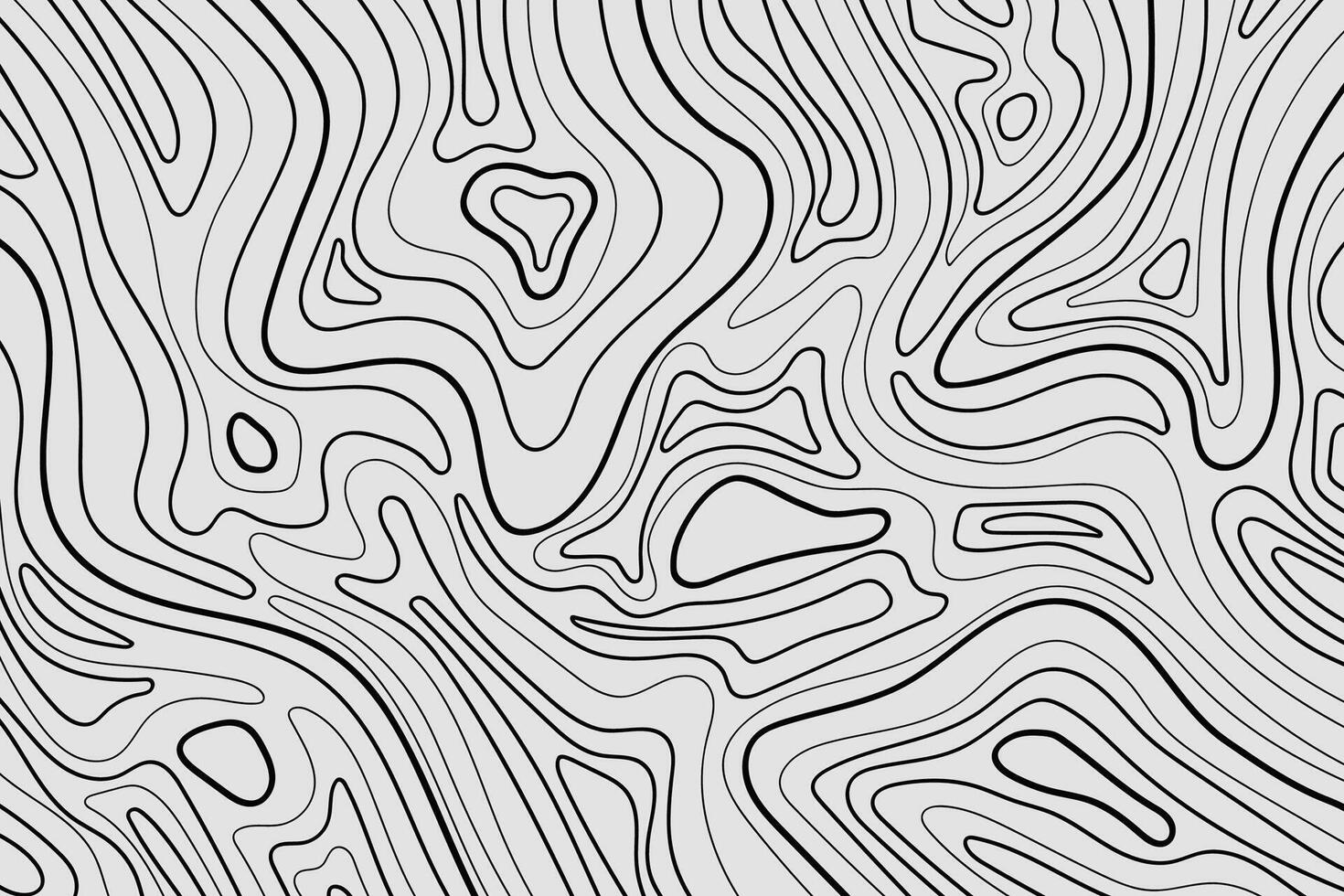 Abstract Black Line Waves Texture Hand drawn Isolated on Gray Background. Illustration. vector